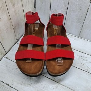 White Mountain Harlequin 9M Red Ankle Elastic Strap Slipon Cork Footbed Sandals